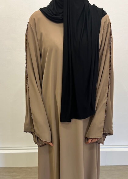 Robe longue à strass Nora marron