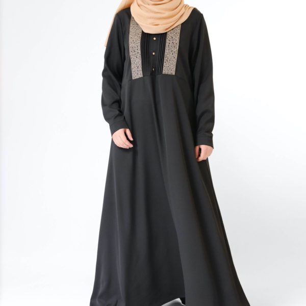 Robe longue abaya Yassira noir hijab fete beige collection Ramadan 2022 3